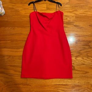 Strapless red dress